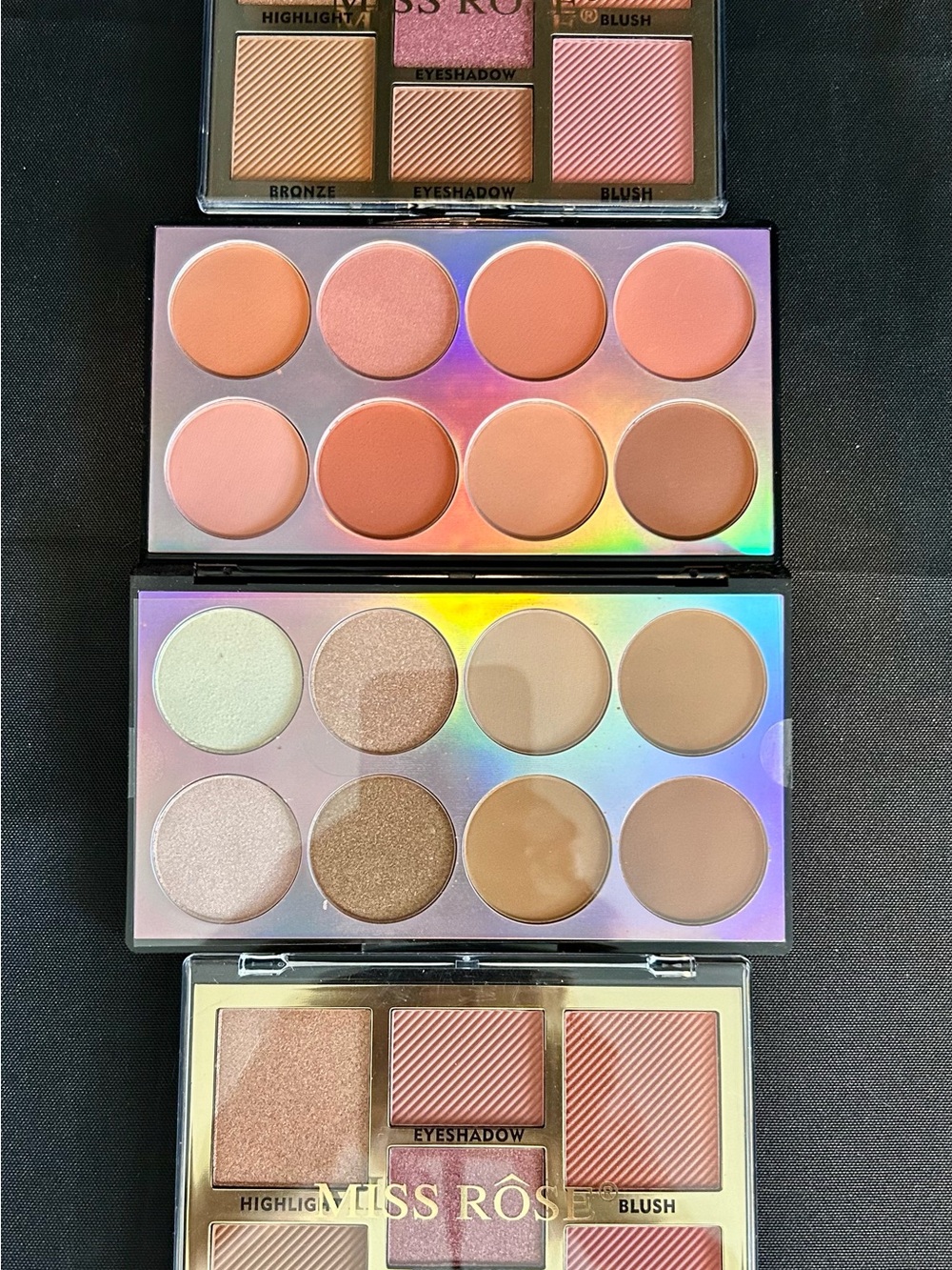 Set of 3 Miss Rose makeup palettes